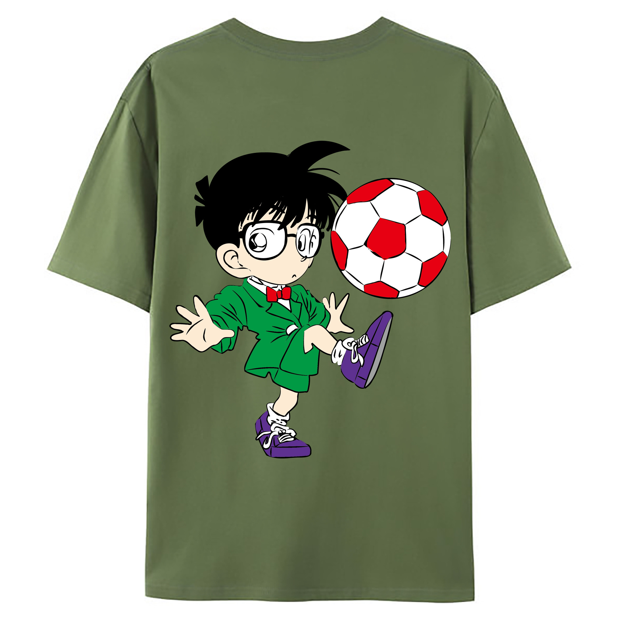 （画像用） 名探偵コナン 江戸川 コナン Detective Conan Conan Edogawa 綿100％ メンズ半袖Tシャツ（バックプリント） 通気性